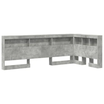 Afbeelding van vidaXL Opberghoofdbord met plank hoofdeinde opslag Betongrijs 80 cm Bewerkt hout