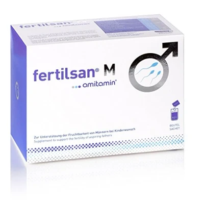Afbeelding van amitamin Fertilsan M vruchtbaarheid + kinderwens man spermaproductie 30 porties apotheekkwaliteit veganistisch zink, selenium, L arginine, foliumzuur, carnitine en nog veel meer.