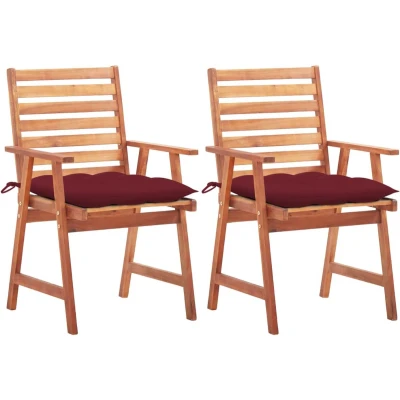 Afbeelding van vidaXL Tuinstoelen 2 st met kussens massief acaciahout