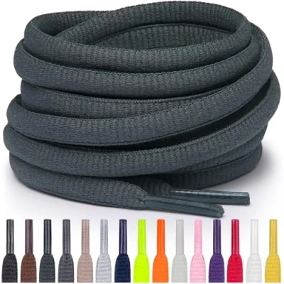 Afbeelding van Miscly Ovale Sport Schoenveters Meerdere Lengtes en Kleuren Beschikbaar (Donkergrijs, 91 cm)
