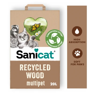 Afbeelding van Sanicat Recycled Wood Pellets Kattenbakvulling 20 l