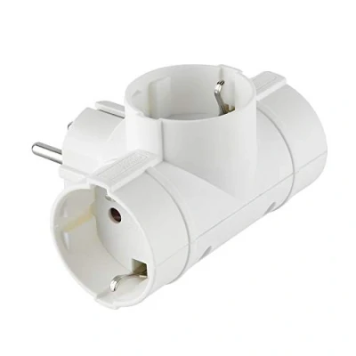 Afbeelding van Electraline 55040 Adapter 3 stopcontacten, Duitse stekker, meervoudige stekkerdoos voudig, Schuko, wit