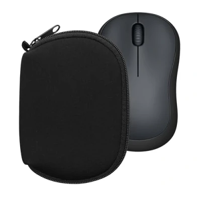 Afbeelding van kwmobile computermuis hoes geschikt voor Logitech M220 SILENT / M235 M185 hoesje Muis beschermhoes met rits Mouse case van neopreen in zwart