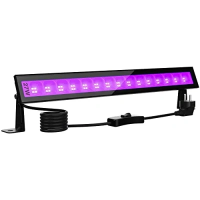 Afbeelding van Onforu 27 W led blacklight, uv bar, blacklight lamp met stekker, IP66 waterdicht, spot voor buiten, fluorescentie 60 leds, lichtbuis schakelaar feest, decoratie, disco