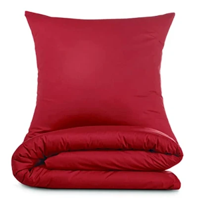 Afbeelding van Alreya 3 delig renforcé beddengoed 200 x cm met 2 kussenslopen 80 100% katoen YKK ritssluiting, superzachte dekbedovertrek, Oeko Tex® standaard gecertificeerd, Rood