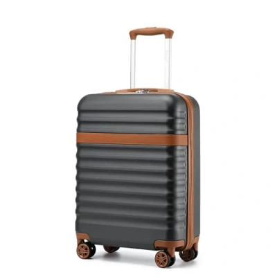 Afbeelding van Kono Carry On Koffer ABS+PC Hardshell Lichtgewicht Reizen Cabine Bagage met TSA Lock Spinner Wielen, Grijs/Bruin, Cabin 20 inch,