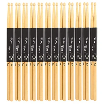 Afbeelding van 12 Paar Drumstokken, Esdoorn 5a Houten Drumstokken Oefen Op Het Podium Met Een Gemiddelde Dikte en Goed Gripgevoel Voor Snaredrums