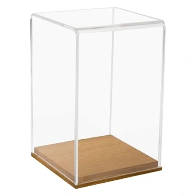 Afbeelding van HMF 46881 acryl vitrinekast met houten sokkel voor figuren 14 x 22 cm transparant