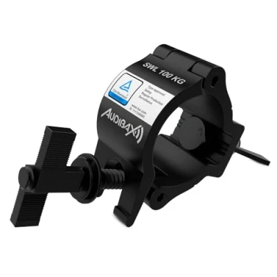 Afbeelding van Audibax ACP 4852100BK+K klauw voor truss met diameter 48 52 mm, haak een maximale belasting van 100 kg, klem podiumverlichting, bevestiging de beweegbare kop