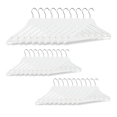 Afbeelding van Relaxdays kledinghanger hout 30 stuks met broeklat kleerhangers klerenhangers wit