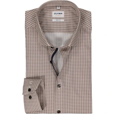 Afbeelding van Olymp heren Level Five 24/Seven slim fit overhemd met print in de kleur Lichtbruin, maat: 40