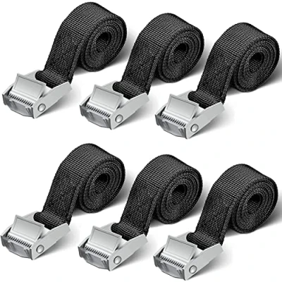 Afbeelding van Spanbanden, kort, 6 stuks, 250 kg, 0,5 m, 1 2 spanriem, zwart, sjorband voor motorfiets, fietsendrager, extreem robuuste sjorbanden (0,5 m x stuks)
