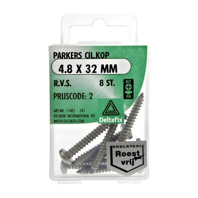 Afbeelding van Spaanplaatschroeven Cilnderkop Pozidriv RVS 4.8x32mm