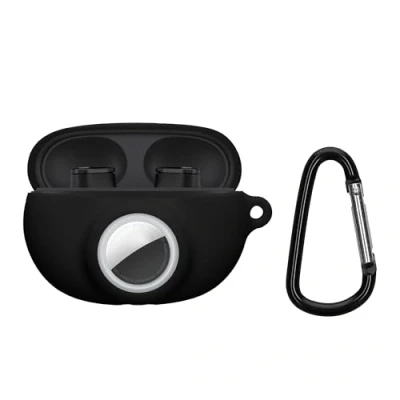Afbeelding van kwmobile oordopjes case geschikt voor Beats Studio Buds hoesje Oortjes cover met AirTag houder in ear koptelefoon hoes Silicone zwart