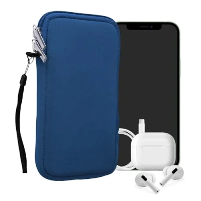 Afbeelding van kwmobile telefoontasje universeel voor L 6,5&quot; smartphones 16,5 x 8,9 cm Hoesje met rits en polslusje In Baltisch blauw
