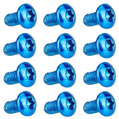 Afbeelding van TAKONE Fietsremschijven, schroeven, 12 stuks, M5 x 10 mm, geanodiseerde fietsschijfremschroeven, T25 fietsrotorschroef voor MTB, racefiets, mountainbike (blauw)
