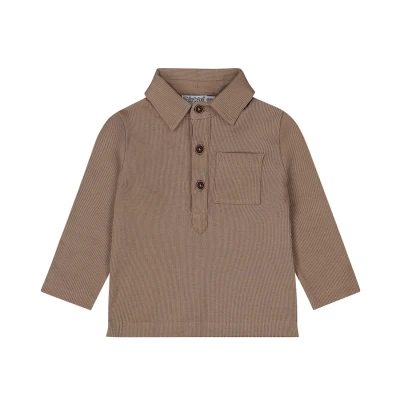 Afbeelding van Dirkje Shirt Longsleeve Polo Safari Friends Faded Brown Maat 74