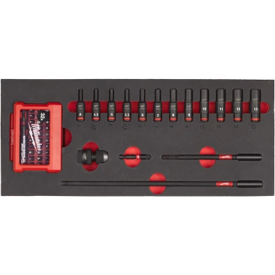 Afbeelding van MILWAUKEE 4932493386 SHOCKWAVE lange doppenset 1/4&quot; in foam inzetstuk