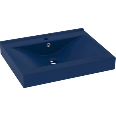 Afbeelding van Wastafel met kraangat 60x46 cm keramiek mat donkerblauw