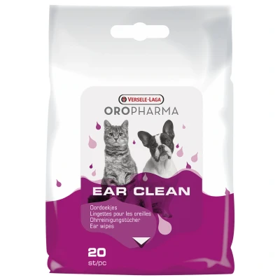 Afbeelding van Versele Laga Oropharma Ear Clean Cat &amp; Dog Oordoekjes Oorverzorgingmiddel 20 stuks