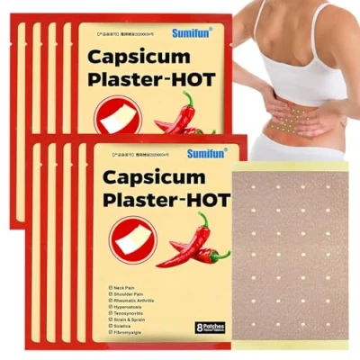 Afbeelding van pijnverlichtingspleisters, 80 stuks, pijnverlichting, warmtepleisters, natuurlijke capsaïcine warmtepleisters voor knieën, rug, nekspierpijn