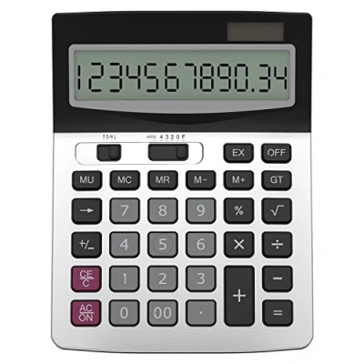 Afbeelding van Helect Zakelijke Rekenmachine, Standard Function Desktop Calculator, Dual Power (Zonne Energie en Batterij)