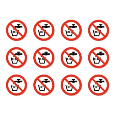 Afbeelding van Geen drinkwater, verbodsteken: P005 DIN EN ISO 7010 / ASR A1.3 stickers: Ø 2,5 cm, 12 stuks