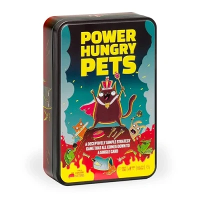 Afbeelding van Power Hungry Pets in Collectible Tin by Exploding Kittens 2 6 Players Ages 7+ 15 Minutes to Play Strategic and Simple Card Game Party Game, Family Night, Kid Adult