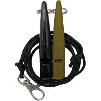 Afbeelding van ACME Hondenfluitje nr. 210,5 met fluitband In dubbelverpakking 2 fluitjes inclusief banden Ideaal voor het terugbellen luid en verreikend (Black + Olive Drap)