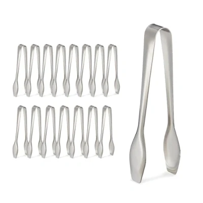 Afbeelding van suikertang set van 16 serveertang voor suikerklontjes en gebak 12 x 6 2 cm rvs