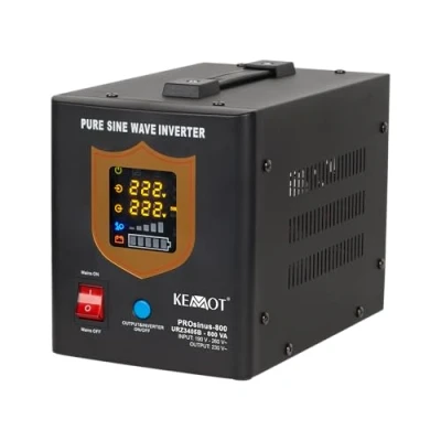 Afbeelding van Noodvoeding Kemot PROsinus 800URZ3405B omvormer zuivere sinus laadfunctie 12V 230V 800VA/500W, zwart