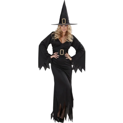 Afbeelding van Widmann Heks &amp; Spider Lady Voodoo Duistere Religie Kostuum Elegante Black Witch Vrouw Zwart Large Halloween Verkleedkleding