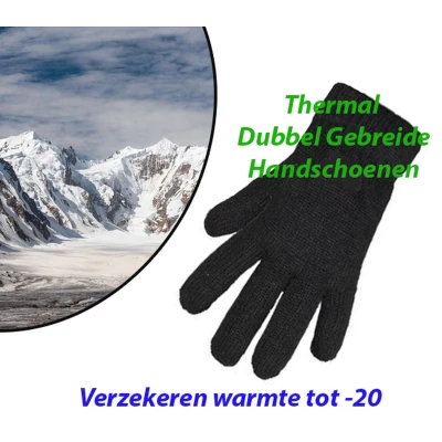 Afbeelding van Thermal Dubbel Gebreide Handschoenen Zwart L/XL (2 Paar)