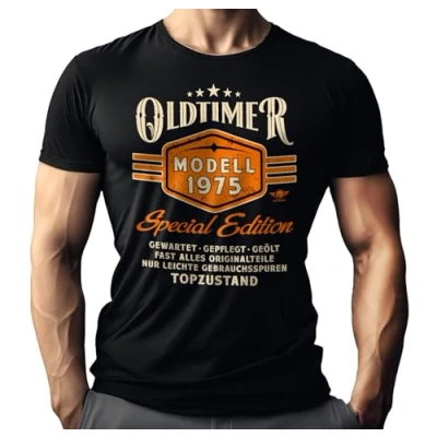 Afbeelding van T shirt als cadeau voor mannen en de 50e verjaardag: oldtimer model bouwjaar 1973 in topconditie, 1972, XXL