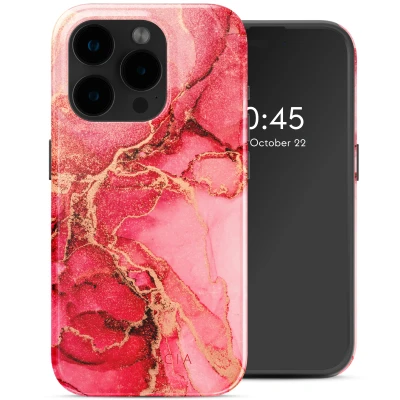 Afbeelding van Apple iPhone 15 Pro MagSafe Hoesje Kunststof Selencia Hardcase/Backcover Rosy Marble Telefoonhoesje