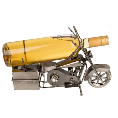 Afbeelding van Out of the Blue Wijnfleshouder Motor Met Zijtassen Nikkel 34x21cm