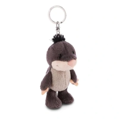 Afbeelding van Sleutelhanger Mol 6 cm grijs Metgezel knuffeldierhanger met sleutelring Sleutelhouder voor sleutelkoord, tas, rugzak en meer