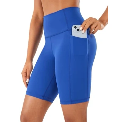 Afbeelding van CRZ Yoga Naked Feeling Biker Shorts Met Zakken 8&#039;&#039; Hoge Taille Voor Dames Fitness Running Golven blauw L
