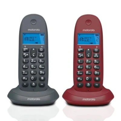 Afbeelding van Draadloze telefoon Motorola C1002 (2 pcs) Grijs/granaatappel
