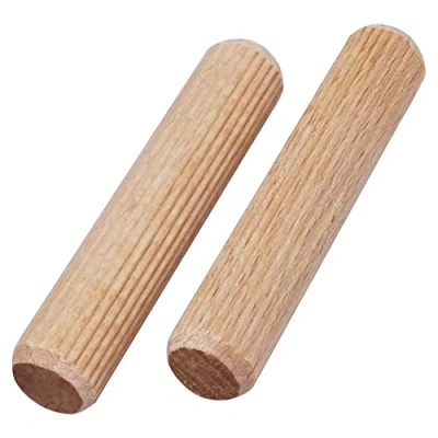 Afbeelding van SKIR&#039;CO (50 stuks) houten pluggen 12 x 60 mm, gegroefde pluggen, geribbelde pinnen voor meubels,