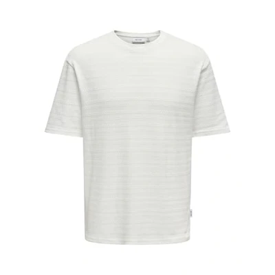 Afbeelding van Only &amp; Sons Onsgivo CREW Tshirt basic, Heren, Maat: Large, Cloud dancer