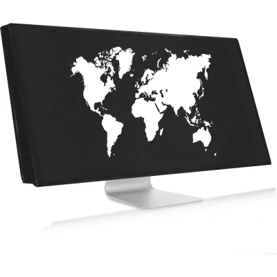 Afbeelding van kwmobile hoes geschikt voor 34 35&quot; Monitor beschermhoes beeldscherm Wereldkaart design wit / zwart