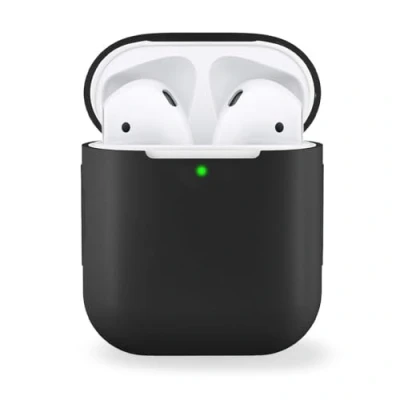 Afbeelding van MyGadget siliconen hoesje compatibel met Apple AirPods 1 &amp; 2 oplaadetui [Qi compatibel] Etui zachte hoes voor Earpods Oordopjes in zwart