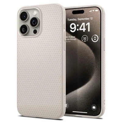 Afbeelding van Spigen Liquid Air Case Compatibel met iPhone 15 Pro hoesje Natural Titanium