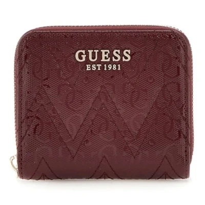 Afbeelding van GUESS Portemonnee Adelard SLG Small Zip Around Wallet Burgundy Wijnrood