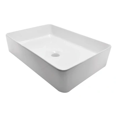 Afbeelding van Wiesbaden Link waskom rechthoekig 35x50x12 cm keramiek glans wit