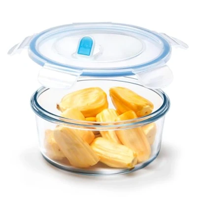 Afbeelding van NUTRIUPS 0,9L kleine luchtdichte glazen voedselopslagcontainers met deksels, ronde voedselopslagset, BPA vrij voor maaltijdbereiding, reizen, vriezer, oven