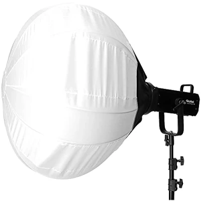 Afbeelding van Rollei Ballon Softbox met lichtcontrolegordijn, 65 cm ronde lichtvormer Bowens S Type bajonet voor studioflitsapparaten en led continue verlichting, 28196