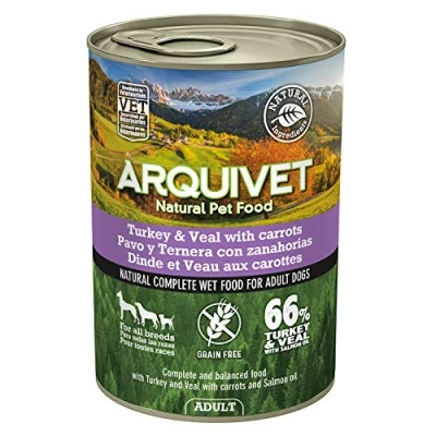 Afbeelding van Arquivet Kalkoen en rundvlees blikjes met wortels zalmolie, 400 g (6 stuks)