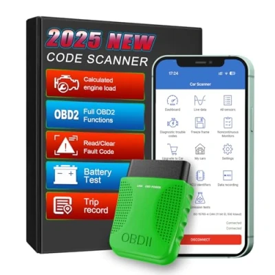 Afbeelding van Bluetooth OBD2 Diagnostisch Apparaat voor IOS en Android, Auto Diagnostische Scanner, Compleet Draadloze OBDII Tool Apparaten, Mint Groen